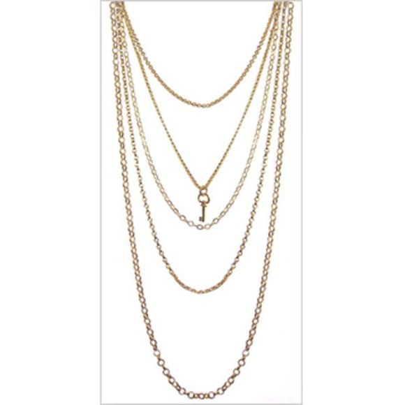 Rossana Designs Small Gold Key Chain Necklace - Picture 3 of 3